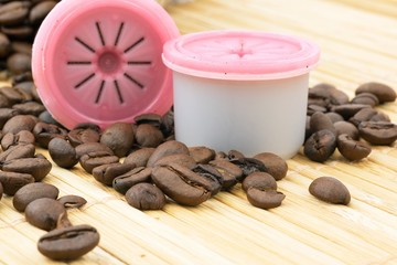 Capsules and coffee beans