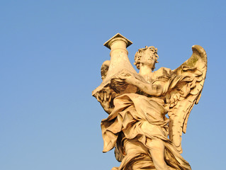 Angel with column on Ponte San Angelo  Rome, italy