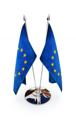 European Union miniature flags isolated on a white background
