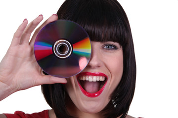 alluring brunette with cd