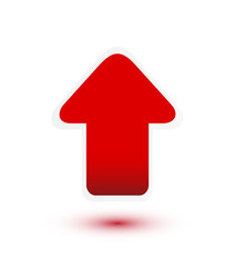 Red arrow  up on white
