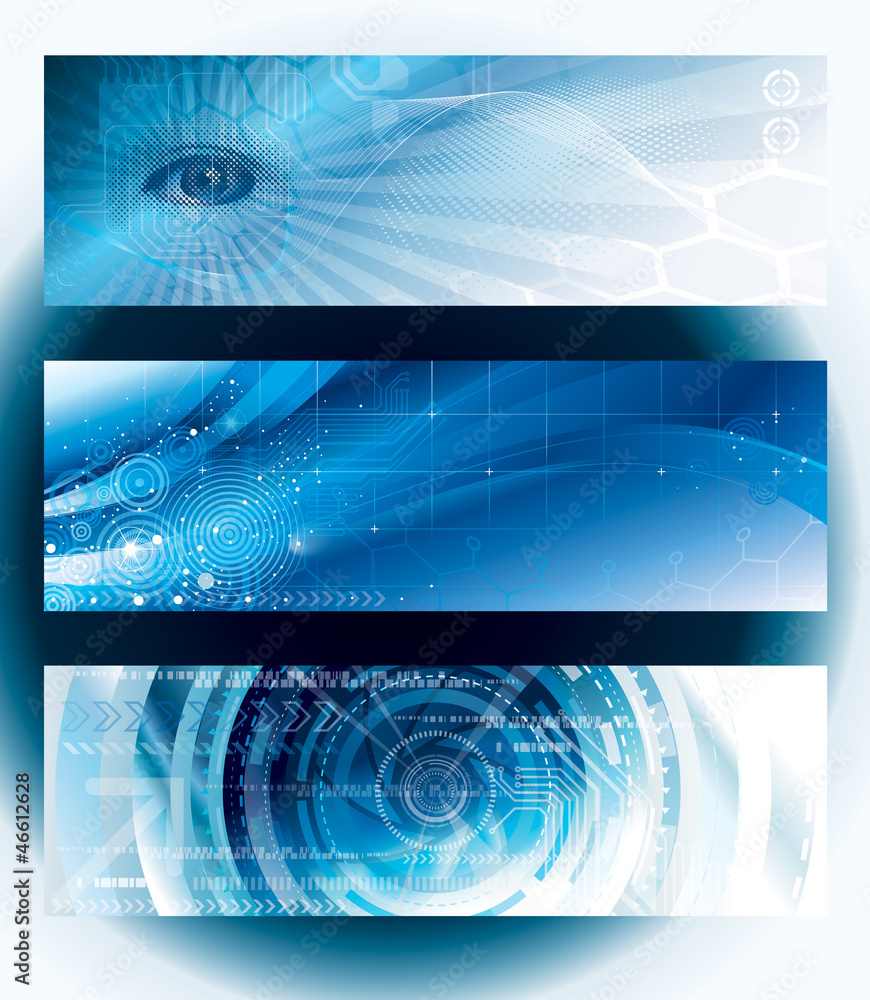Poster Set of abstract technology web banner.