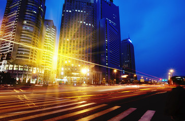 Fototapeta premium Shanghai Pudong road light trails
