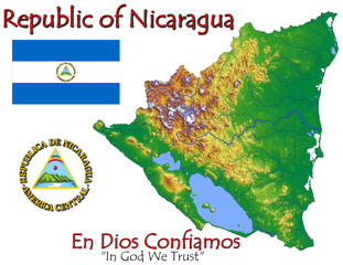 Nicaragua Central America national emblem map symbol motto