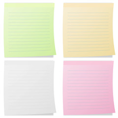 collection of colorful line note papers on white background