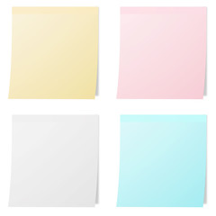 collection of colorful note papers on white background