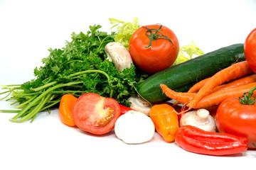 Group of different vegetables isolated on white