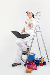 Decorator with a laptop