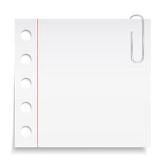 White paper note with clip