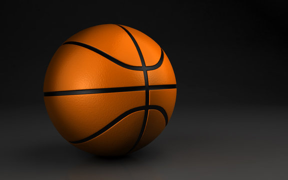 basketball over the dark background