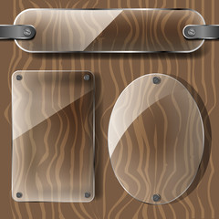 transparency plates on the wooden background