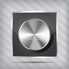 metallic icon with chrome volume knob on the striped background