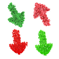 Upload and download arrows transfer symbol made from numbers