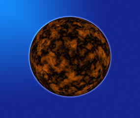 Unknown planet on a dark blue background