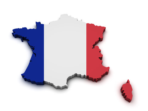 Fototapeta France Flag Map Shape