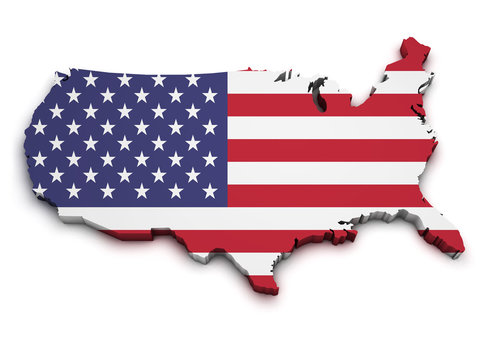 USA Flag Map Shape