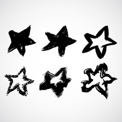 Grunge black star vector illustration set