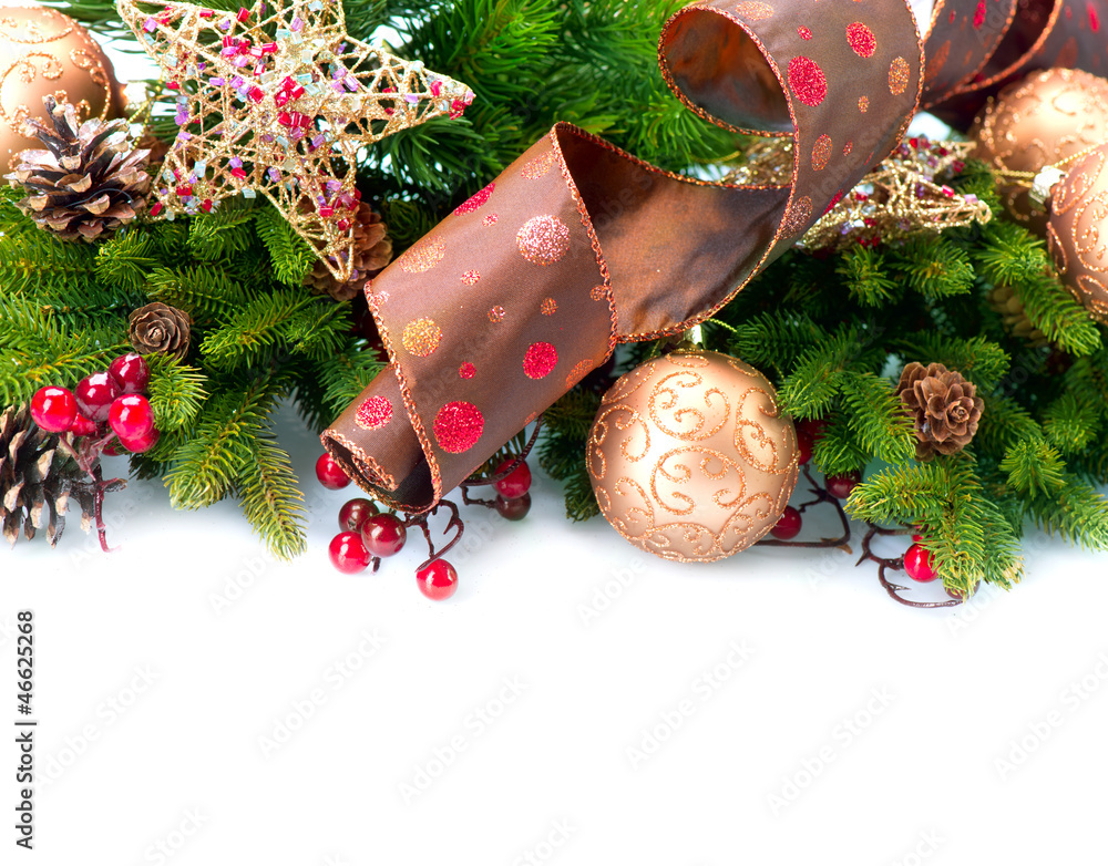 Canvas Prints Christmas Decoration. Holiday Decorations Isolated on White