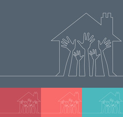 House party simple line illustration.