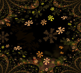 Fractal background with snowflakes