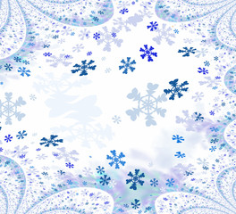 Fractal background with snowflakes