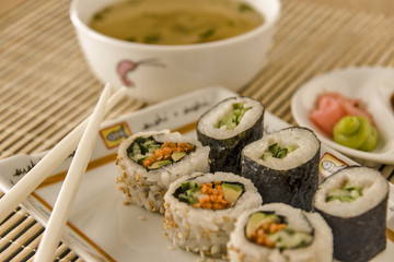 Close-up of vegetable sushi