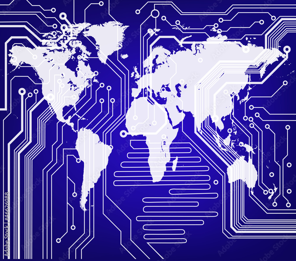 Poster background of digital world map