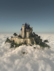 Zamek na górze w chmurach