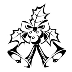 Fototapeta premium Black silhouette of Christmas bells. Vector illustration.