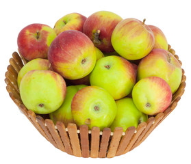 ripe apples in basket on a white background
