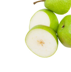 sliced ​​pear isolated on white background