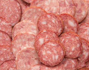 sliced ​​sausage as background
