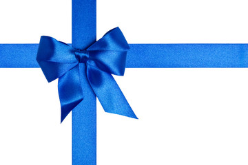 composition with blue ribbons and a bow