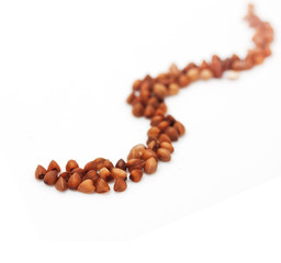 buckwheat on white background. close