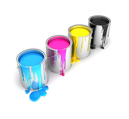 CMYK buckets isolated on white