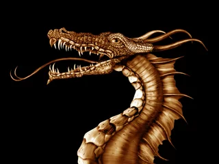 Papier Peint photo Lavable Dragons Dragon d& 39 or