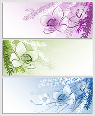 Set of horizontal backgrounds with flowers