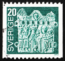 Postage stamp Sweden 1976 Pilgrim’s Badge, Adoration of the Magi