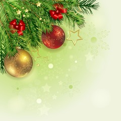 Christmas background with pine branch