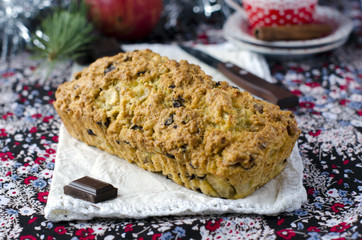 Traditional Christmas cake with apples