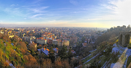 Panoramic aerial view of Bergamo city, Italy