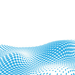 Halftone background for text, blue waves, vector