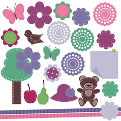 scrapbook objects on white background