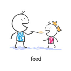 Feed. Dad and daughter
