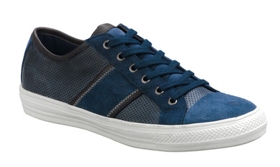 Blue casual sneaker shoe on white