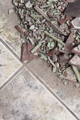 close up of an old pile of bricks floor tile