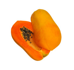 Sliced papaya isolated on a white background