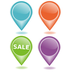 Markers icons set in four colors