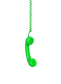 Green telephone cable hanging