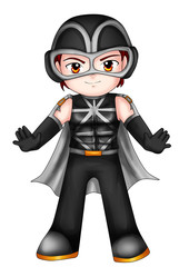 Chibi style illustration of a superhero